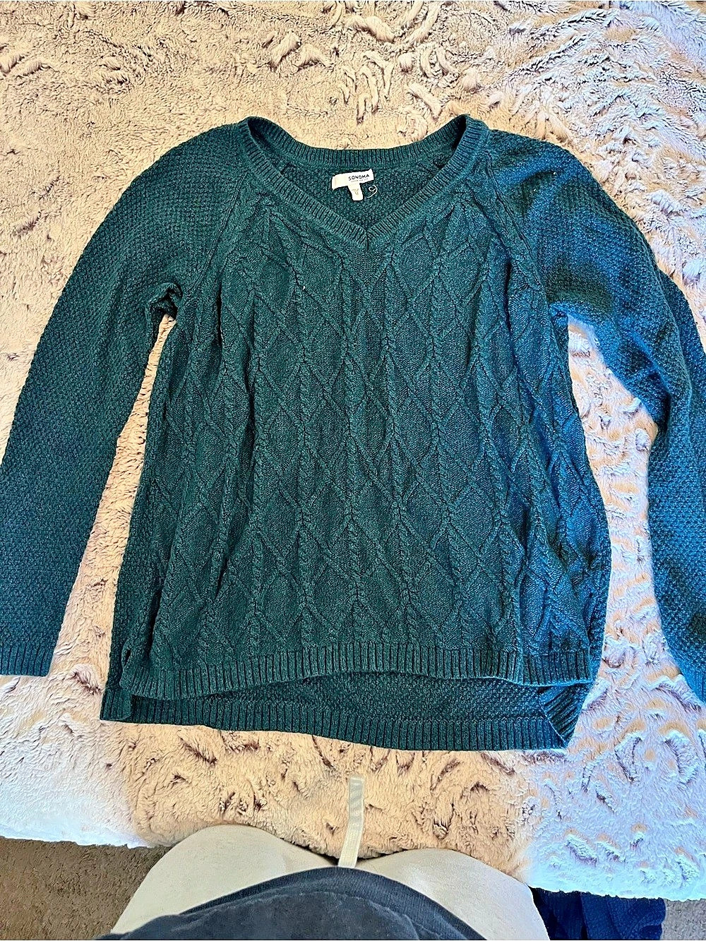 Sonoma Cable Knit Sweater in Green Size Medium